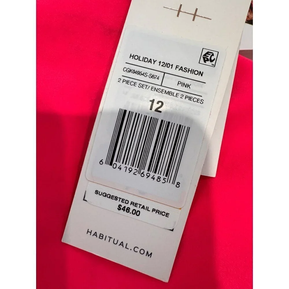 New Habitual Girls Size 12 UV 50+ Ruched Strap Swim Top Pink *Top Only*